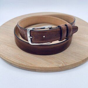 Bosca Belt Mens 40 Brown Full Grain Leather Silver Buckle Canada